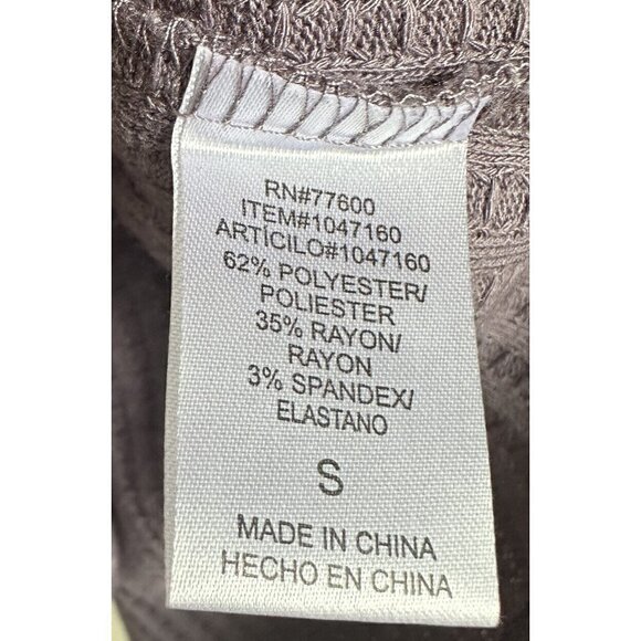 Chaser Womens Small Waffle Knit Round Neck Long Sleeve Henley Thermal Purple Top - Picture 6 of 6